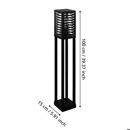 Lampione da giardino moderno IP44 nero E27 H100 cm